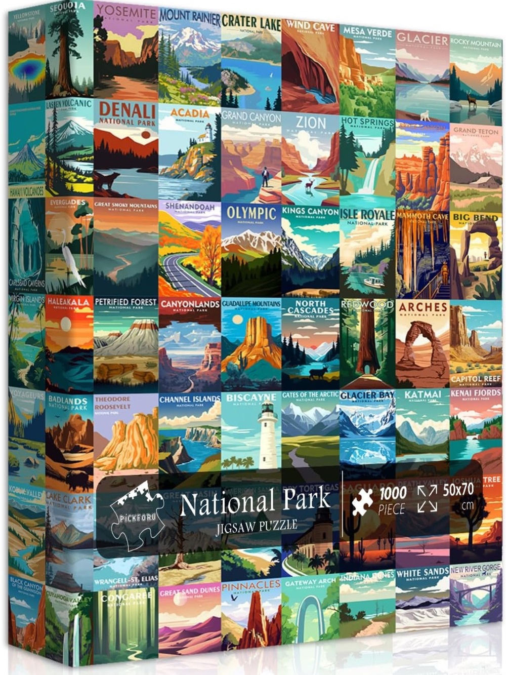 National Parks 1000-Piece Jigsaw Puzzle - Colorful Collage Design
